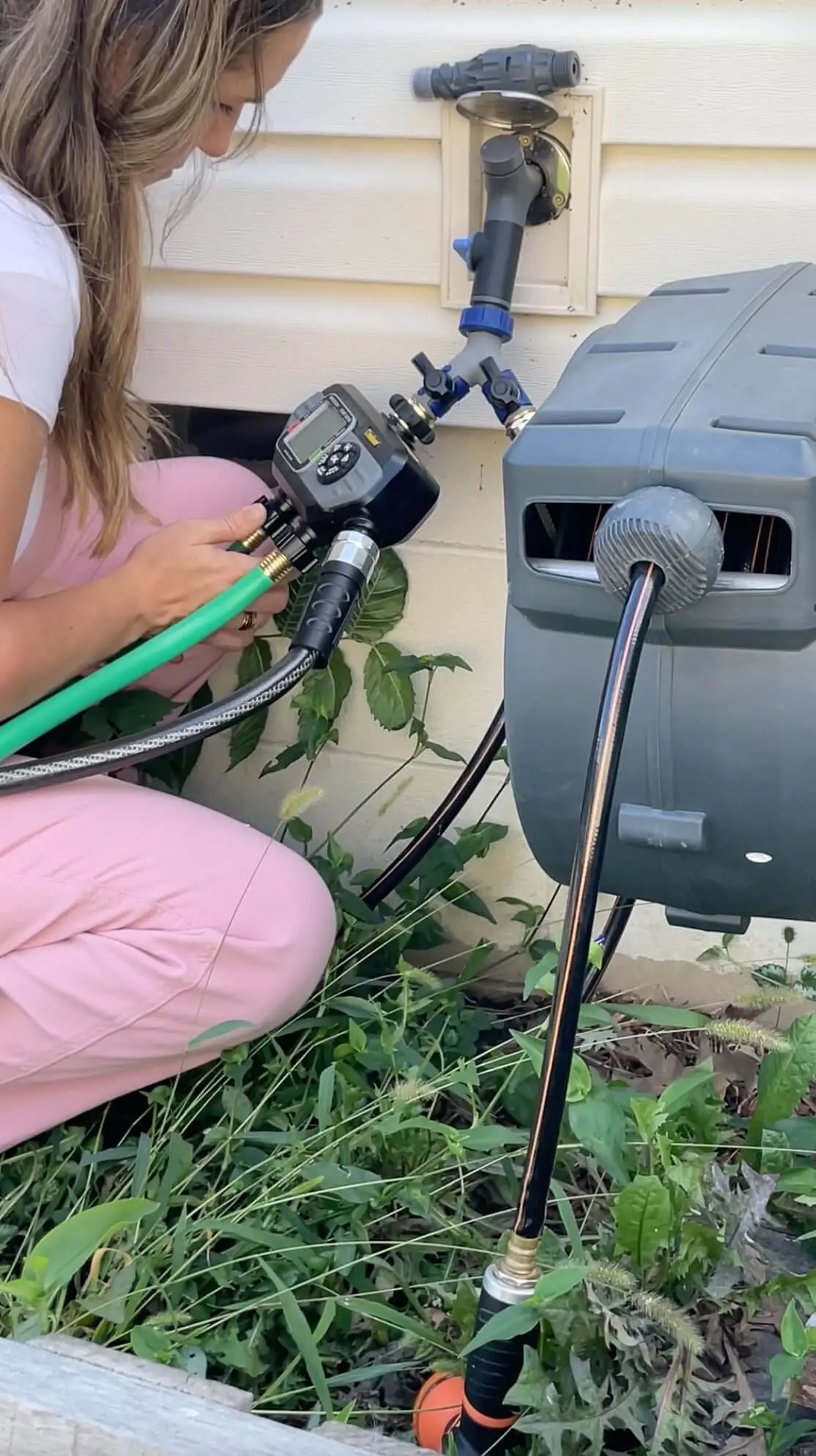 Setting up my water timer for watering my yard. 